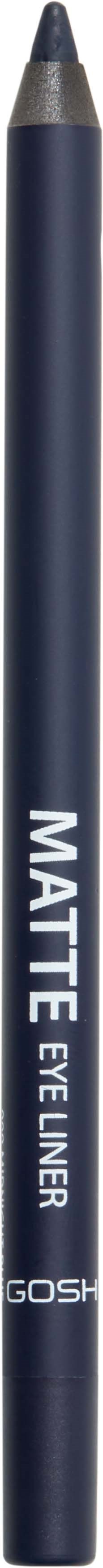 A blue matte eyeliner pencil from GOSH with white text on it.