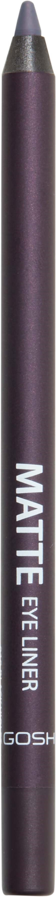 Ein lila Eyeliner-Stift mit weißem Text "MATTE EYE LINER" und Marke GOSH.