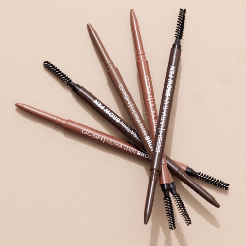 Карандаш для бровей Gosh Copenhagen Ultra Thin Brow Pen ультратонкий, со щёточкой, оттенок 003 Dark Brown, 0,09 г — фото 4