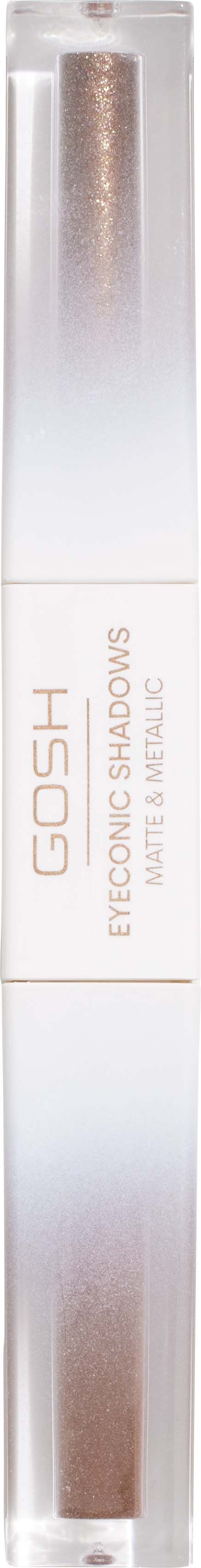 Ett metallrör med vit mitten del och orden "GOSH" och "EYECONIC SHADOWS" på.