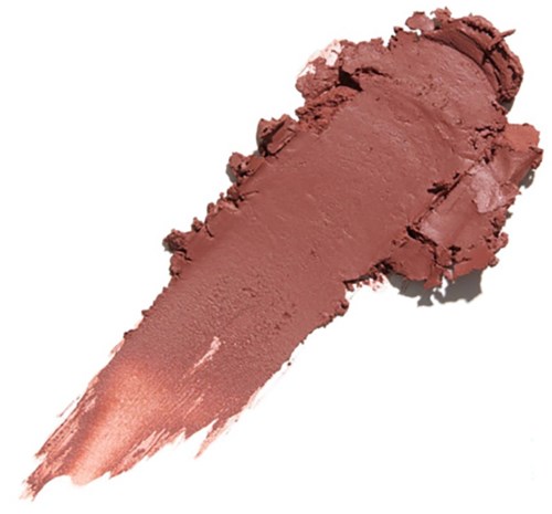 A smear of light brown or beige makeup or lipstick on a white background.