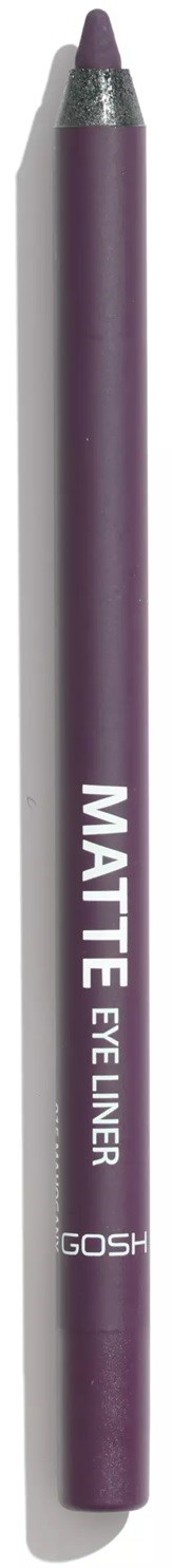 Lila Eyeliner-Stift mit der Aufschrift 'Matte'. Schlichtes Design mit weißem Text und kleinem Markennamen 'Gosh.'