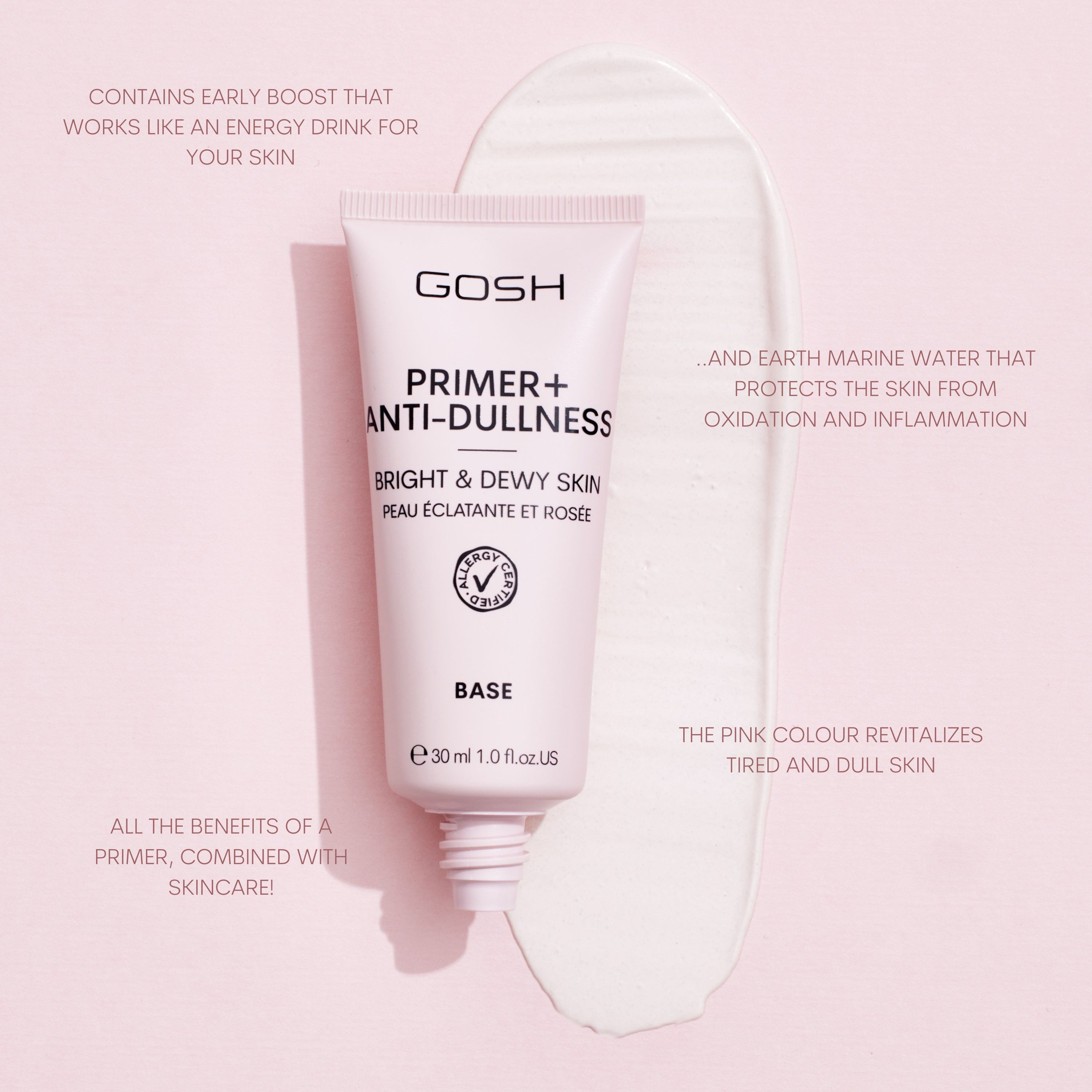 Gosh Primer Plus + Anti-Dullness - Bright & Dewy Skin 30 ml (obrázok 5)