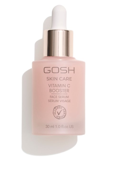 Rosa flaska med GOSH Vitamin C ansiktsserum med pipettlock.