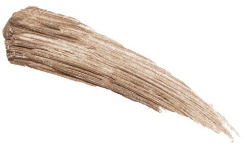 En beige strimma av tjock färg eller makeup på en vit bakgrund.
