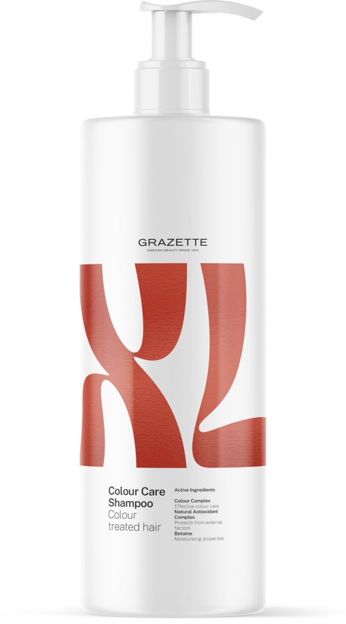 A white bottle with a pump and large red text saying 'K2'. It is for color care shampoo for treated hair.