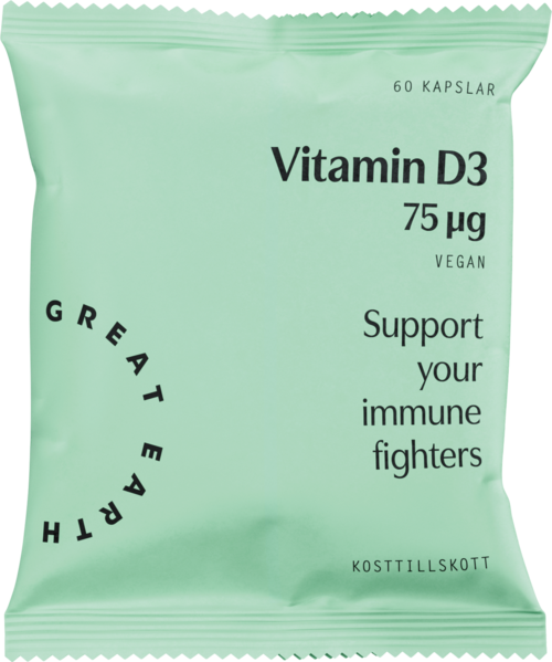 Great Earth Vitamin D3 75 μg 60 kap Refill