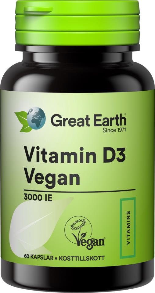 Great Earth Vitamin D3 Vegan 3000 I.E 60 kap