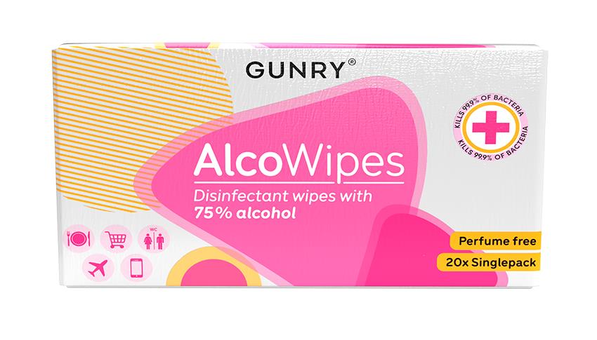 Gunry AlcoWipes 20 x Single Pack