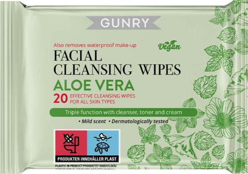 Gunry Facial Cleansing Wipes Aloe Vera 20 st