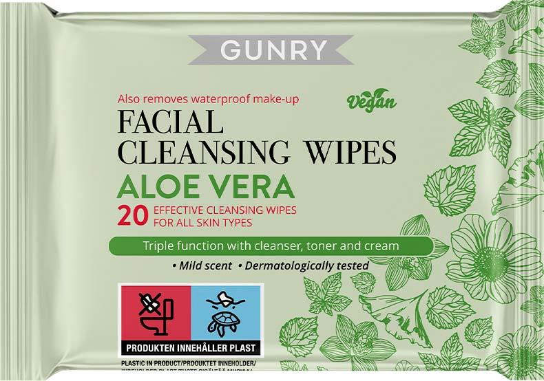 Gunry Facial Cleansing Wipes Aloe Vera 20 pcs