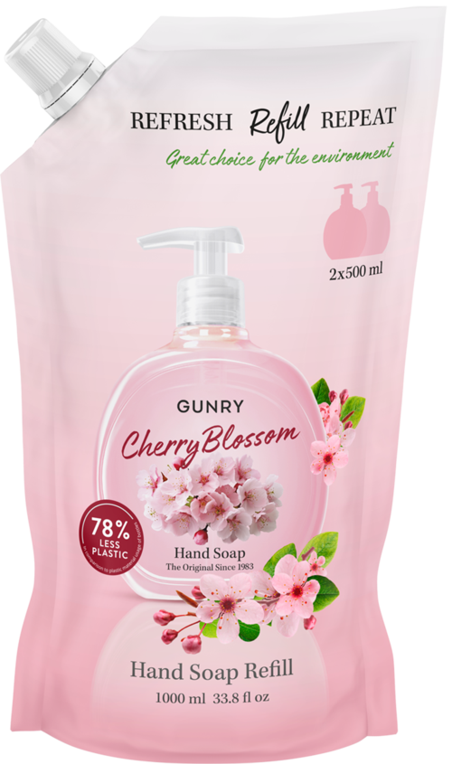 Gunry Refill Hand Soap Orig Cherry Blossom 1000 ml
