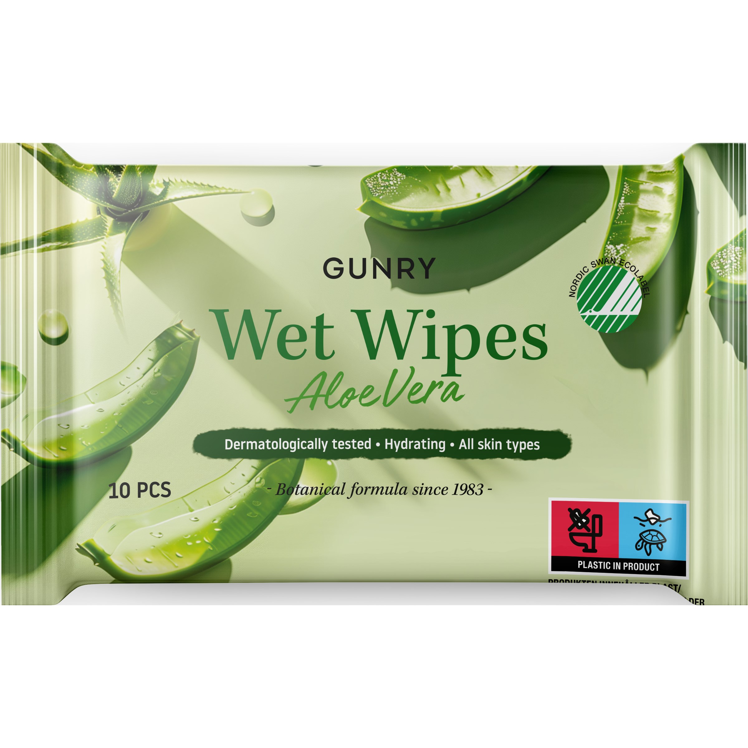 Gunry Wet Wipes Aloe Vera 10 stk