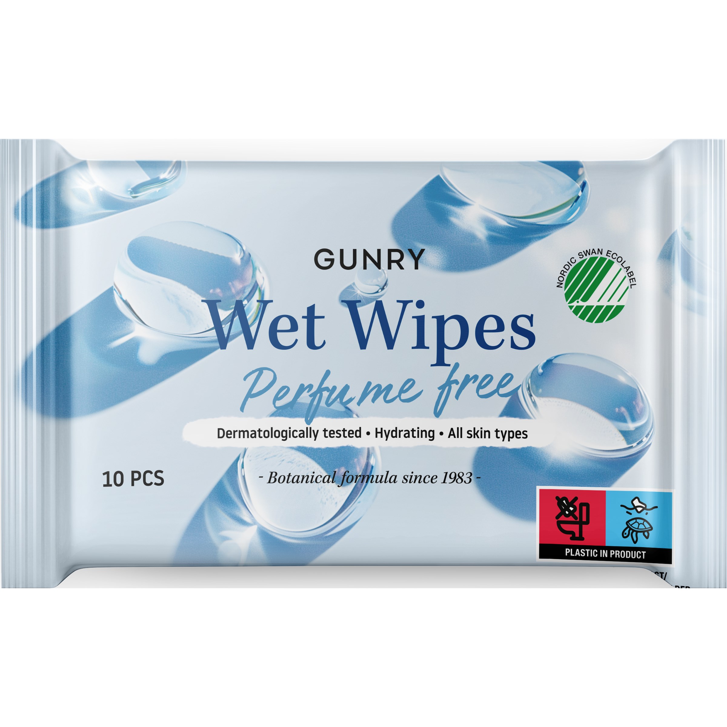 Gunry Wet Wipes Perfume Free 10 stk