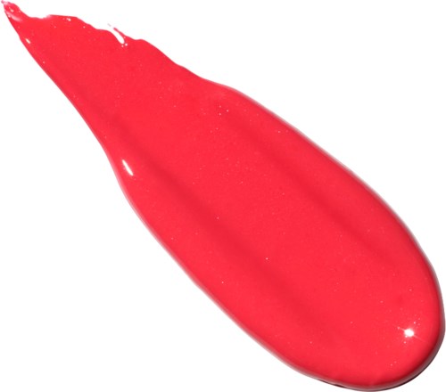 Ett ljust rött läppstift i flytande form med rund spets och glansig yta.