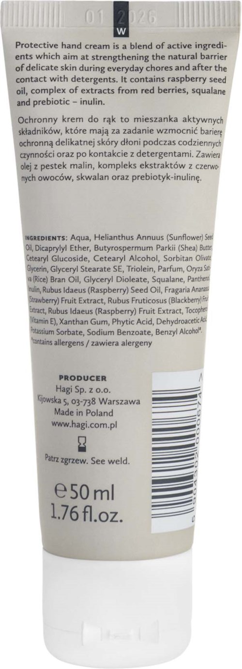 En vit tub med text och streckkod, sannolikt en kosmetik- eller hudvårdsprodukt, innehåller 50 ml eller 1,76 fl oz.