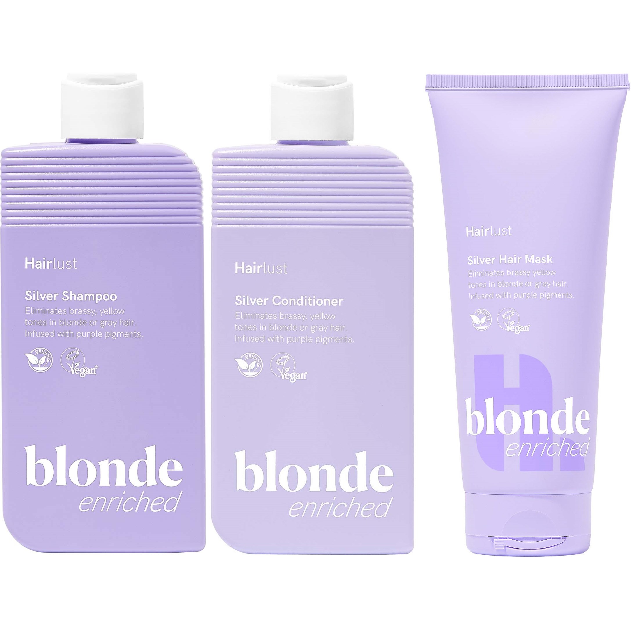 Hairlust Enriched Blonde Bundle Silver Shampoo 250 ml & Conditioner 250 ml & Hair Mask 200 ml