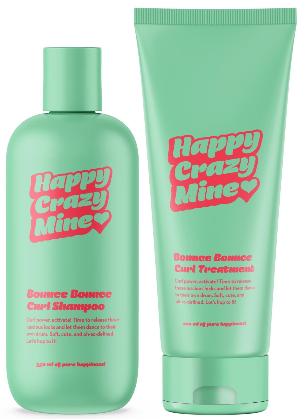 Happy Crazy Mine Bounce Bounce Curl Shampoo 350 ml & Curl Treatment 200 ...