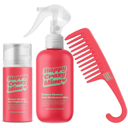 Happy Crazy Mine Bounce Bounce Curl Activator Mist 200 ml & Curl Definer Gel 100 ml & Curly Comb