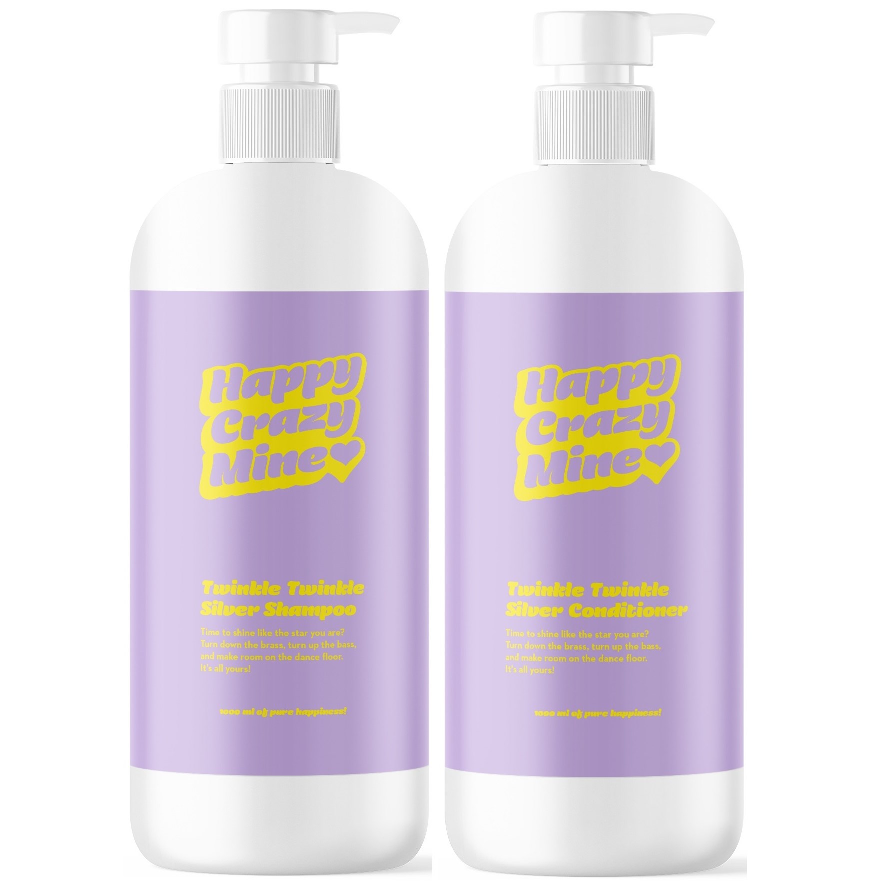 Happy Crazy Mine Twinkle Twinkle Silver Shampoo 1000 ml & Conditi