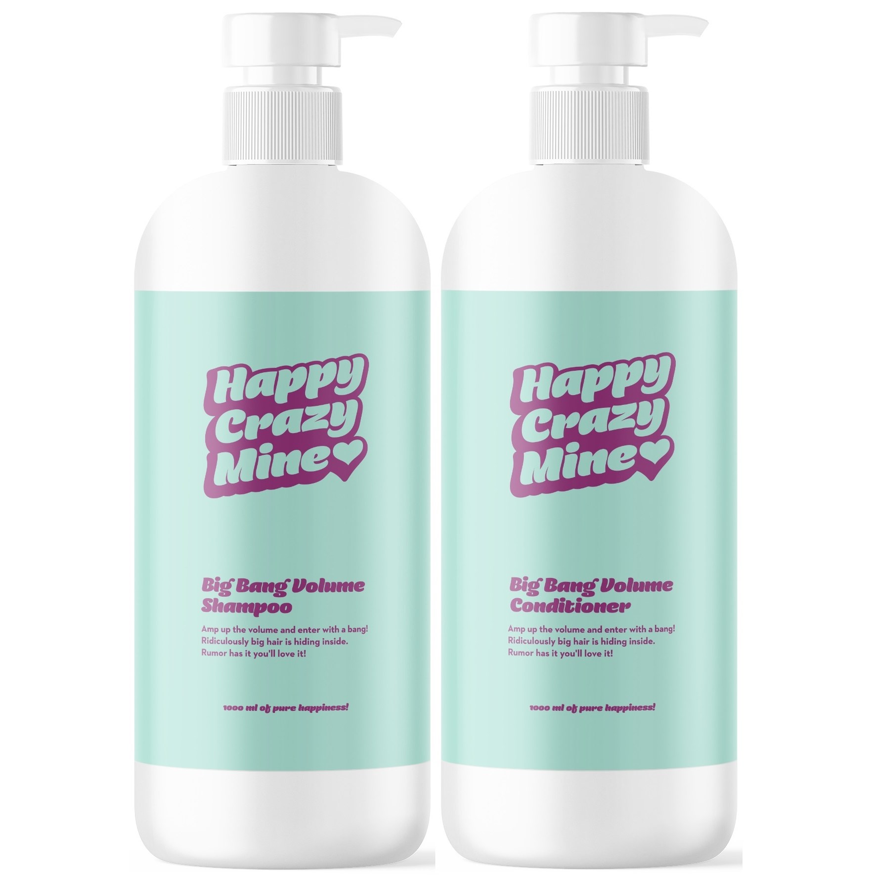 Happy Crazy Mine Big Bang Volume Shampoo 1000 ml & Conditioner 10