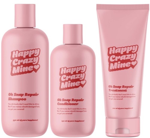 Happy Crazy Mine Oh Snap Repair Shampoo 350 ml & Conditioner 250 ml & Treatment 200 ml