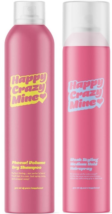 Happy Crazy Mine Pheew! Volume Dry Shampoo 300 ml & Woah Styling Hairspray Medium Hold 300 ml