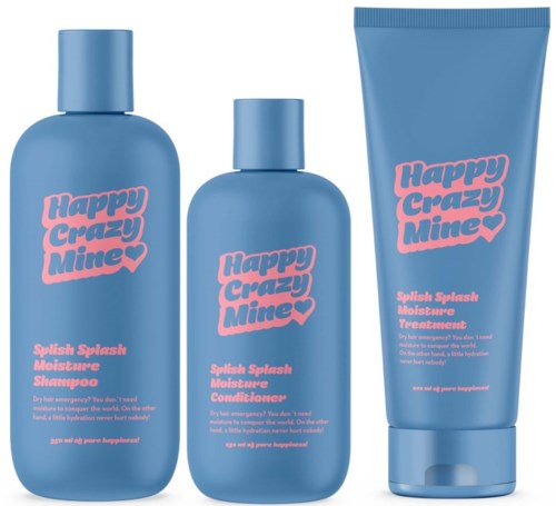 Happy Crazy Mine Splish Splash Moisture Shampoo 350 ml & Conditioner 250 ml & Treatment 200 ml