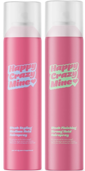 Happy Crazy Mine Woah Styling Hairspray Medium 300 ml & Finishing Hairspray Strong 300 ml