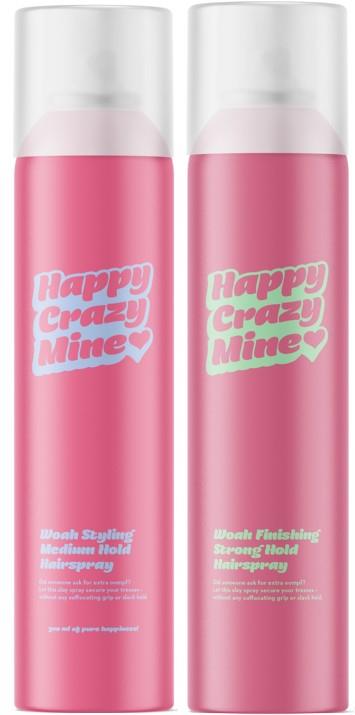 Happy Crazy Mine Woah Styling Hairspray Medium 300 ml & Finishing Hairspray Strong 300 ml
