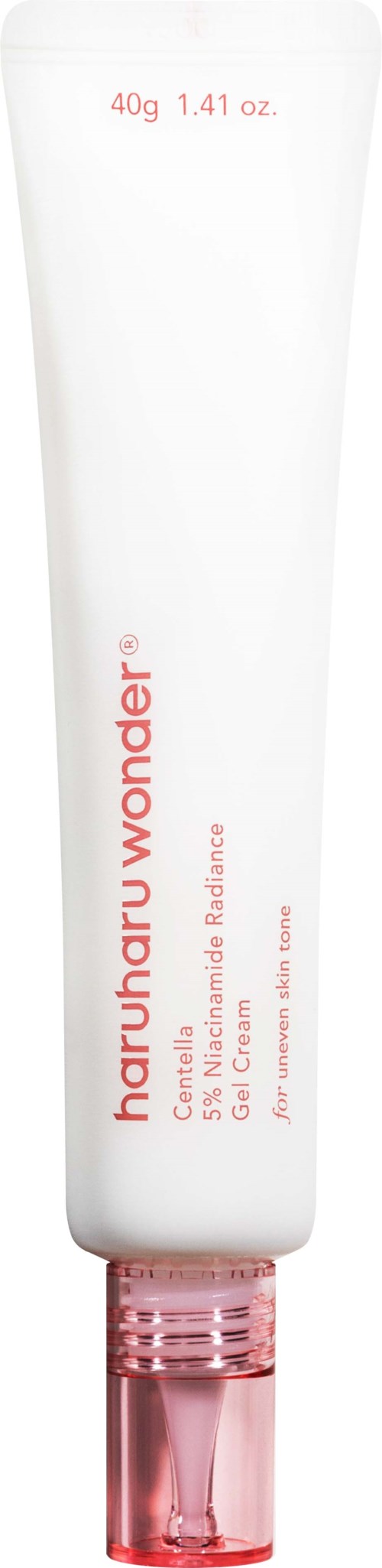Eine weiße Tube mit rosa Text und Verschluss, mit Produktdetails für Kosmetik- oder Hautpflegeprodukt.