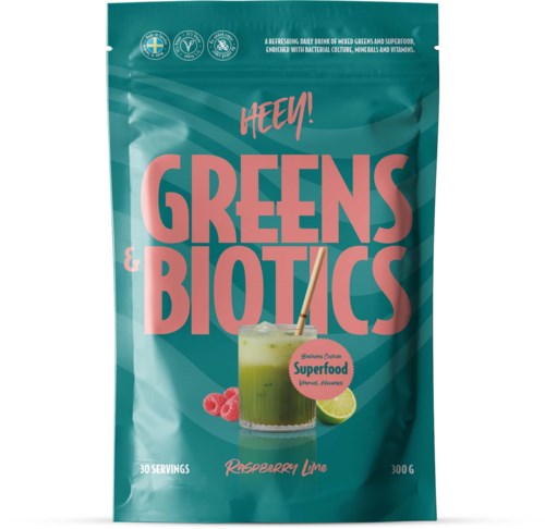 Heey! Greens & Biotics Superfood + Probiotics Raspberry Lime 300 g