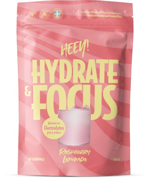 Heey! Hydrate & Focus Electrolytes Raspberry Lemonade 240 g