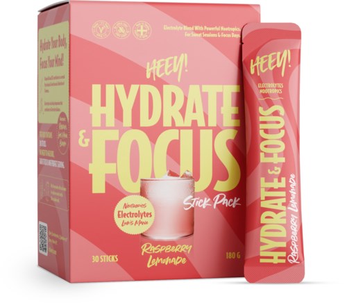 Heey! Hydrate & Focus Electrolytes Raspberry Lemonade Stick Pack 30 st