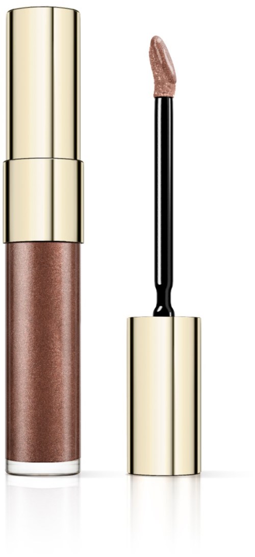 En brun flytande concealer i ett guld- och klart rör med en inbyggd svampapplikator.