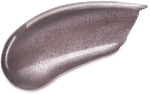 Ett silvrigt makeupprodukt med en böjd, borrliknande form och glansig yta.