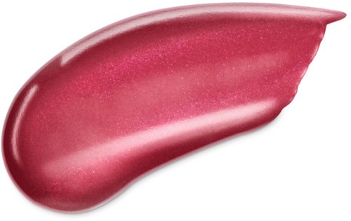 En rosa, glänsande läppstift med en böjd form och spetsig ände.