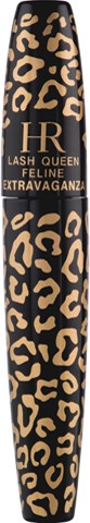 Ein Mascara-Röhrchen mit Leopardenmuster und goldener Schrift, bezeichnet 'Lash Queen Feline Extravaganza.'