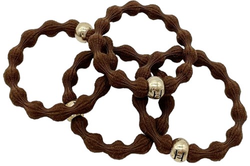 Hermine Hold Essential Collection Elastic Hair Tie 4-p Brown