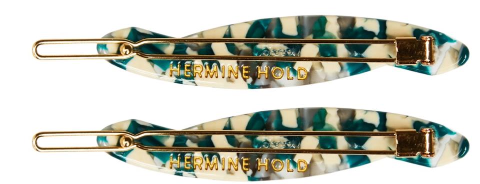 Hermine Hold Solid Hair slide Grøn-Hvid