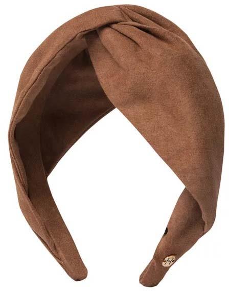 Hermine Hold Suede Knot Head Band Brown