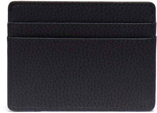 A black textured cardholder with two card slots at the top.