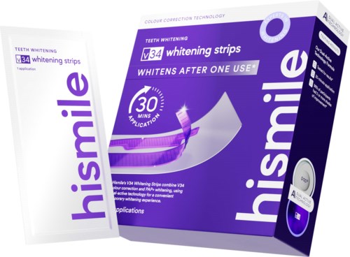 En lilla lilla pakke og en eske med whitening strips for tenner, som lover raske resultater på 30 minutter.
