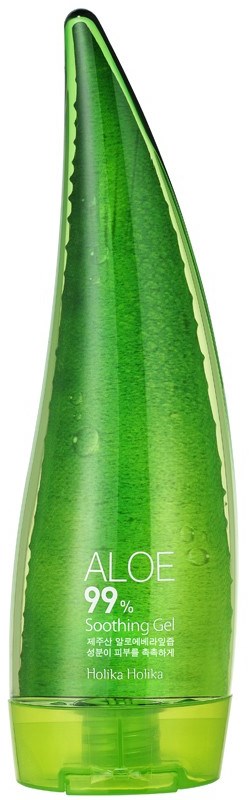 Zielona tubka żelu z aloesem. Pisze 99% aloes, kojące, od Holika Holika.