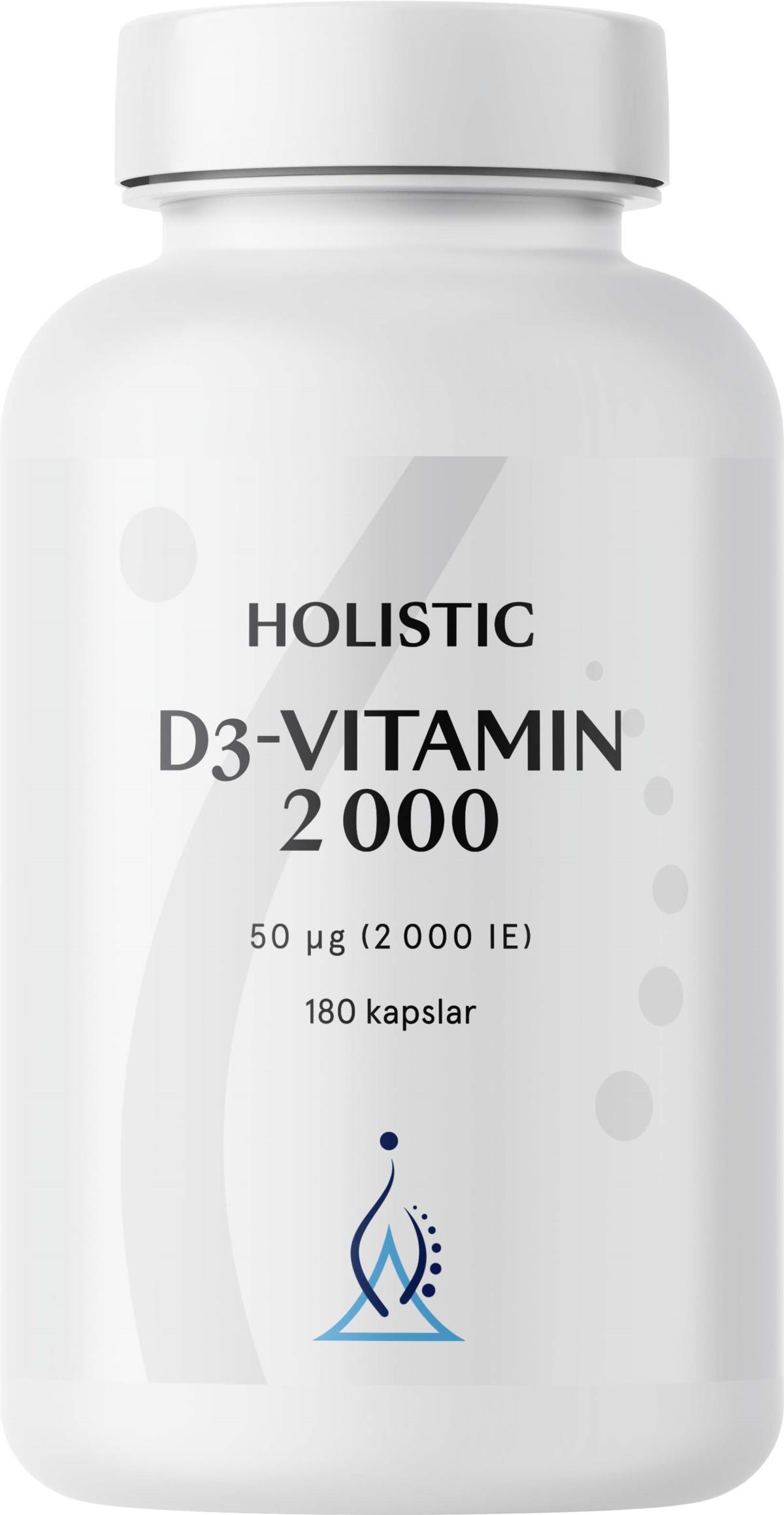 Holistic D3-vitamin 2000IE (50 µg) vegetabiliska kapslar 180 st