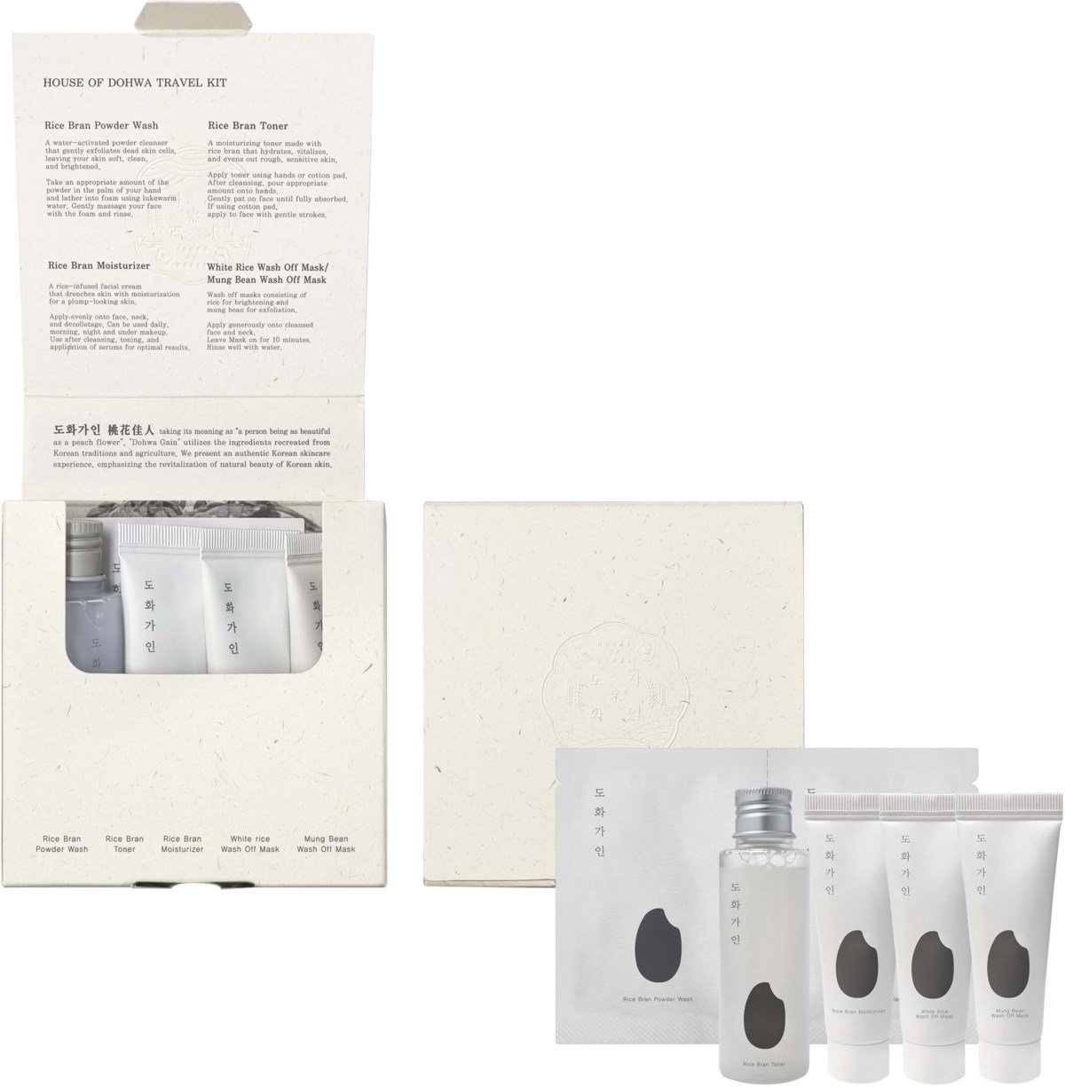 Дорожный набор для ухода за лицом House of Dohwa Travel Kit с рисовой пудрой для умывания и тоником