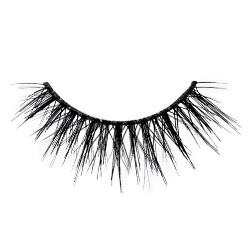 Nahaufnahme eines einzelnen Wimpernstrangs mit vielen dünnen, langen und flusenartigen Fasern auf weißem Hintergrund.