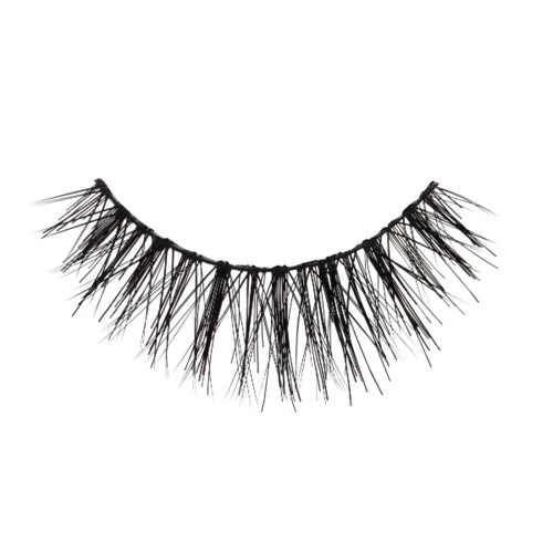 The image shows a pair of long, black, and thick false eyelashes. They are curved and detailed.