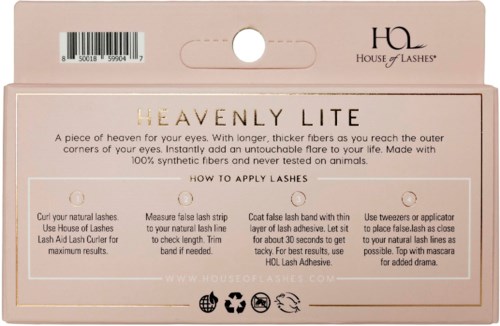 Eine rosa Verpackung für Wimpern mit Anweisungen zum Anbringen falscher Wimpern und einem Barcode oben.