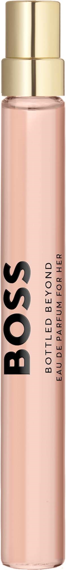 BOSS Bottle Beyond Eau De Parfum spray with a pink tube and gold cap.